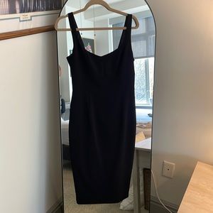 Jay Godfrey midi black fitted strap dress